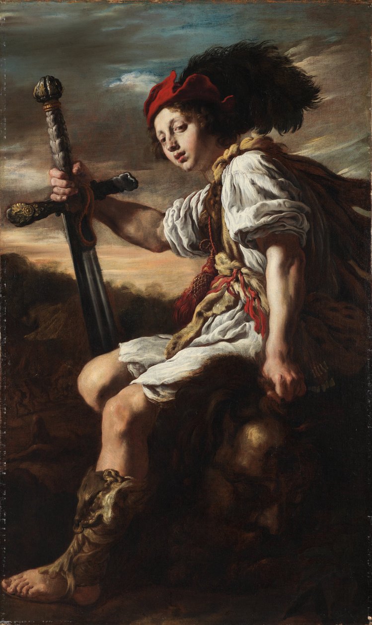 Italiensk:  Davide con la testa di Golia David med Goliat