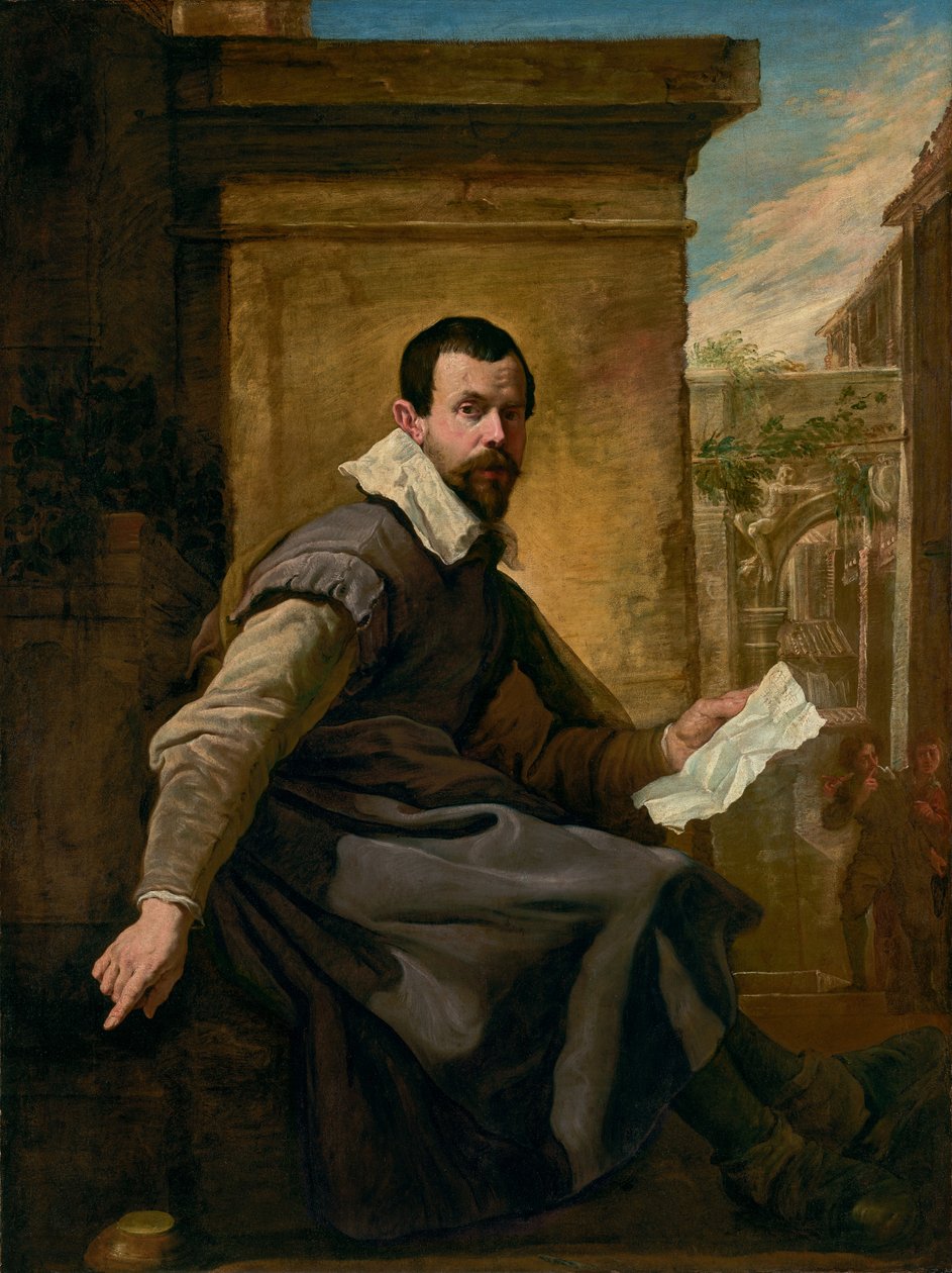 Portræt af en mand med et nodeark af Domenico Fetti