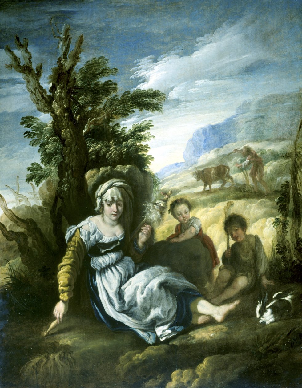 Adam og Eva på arbejde af Domenico Fetti or Feti