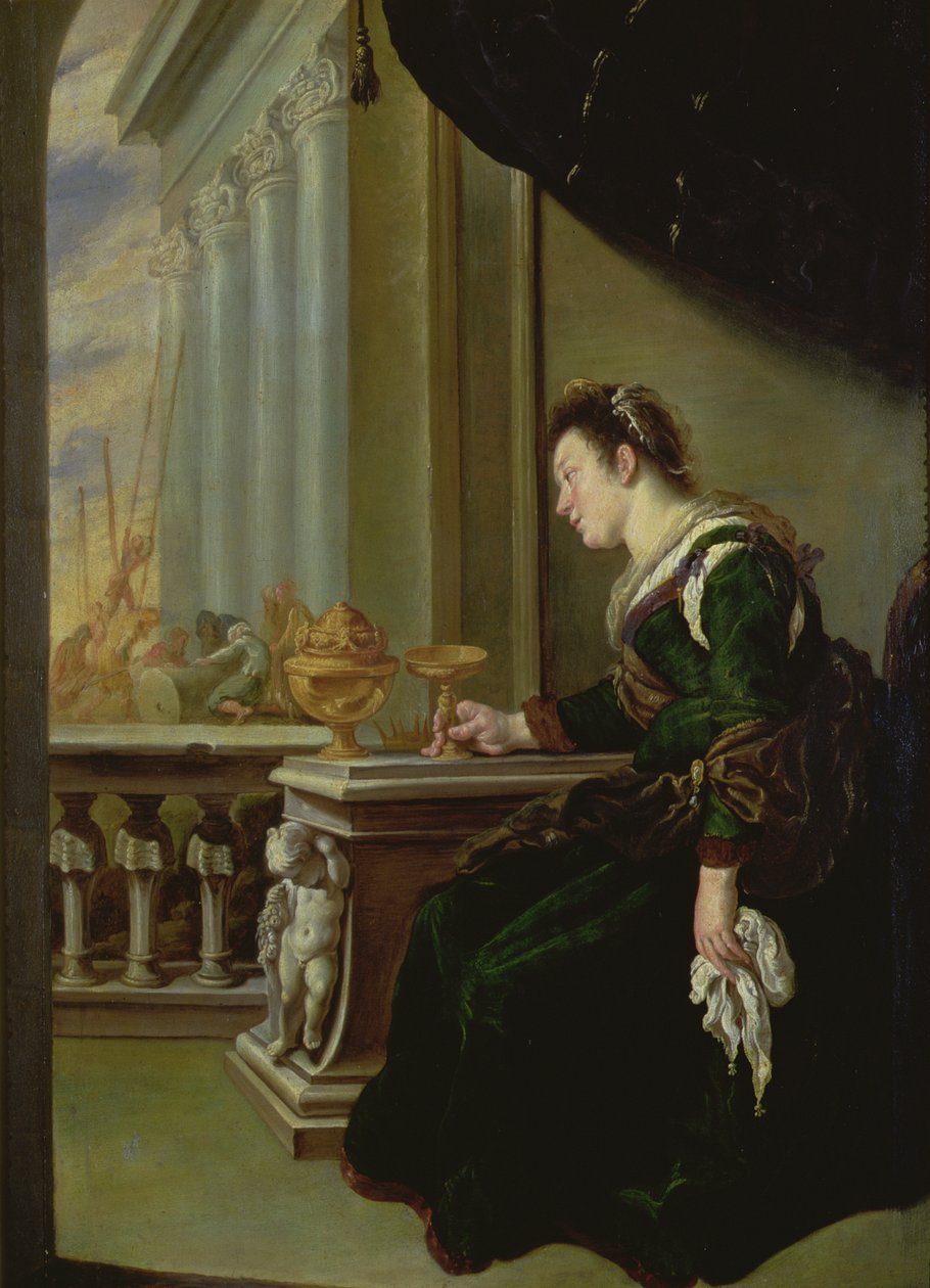 Artemisia sørger over Mausolus (panel) af Domenico Fetti or Feti