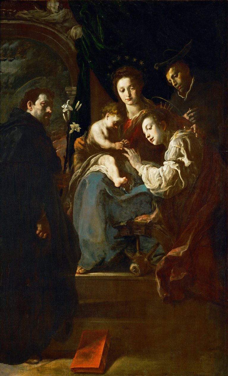 Baroque: The Mystical Marriage of Saint Catherine, with Saint Dominic and Saint Peter Martyr - The Mystical Marriage of Saint Catherine with Saints Dominic and Peter Martyr par Fetti, Domenico (1588/90-1623) af Domenico Fetti or Feti