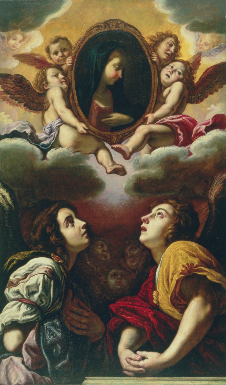 Flyvende og tilbedende engle, 1613-4 af Domenico Fetti or Feti