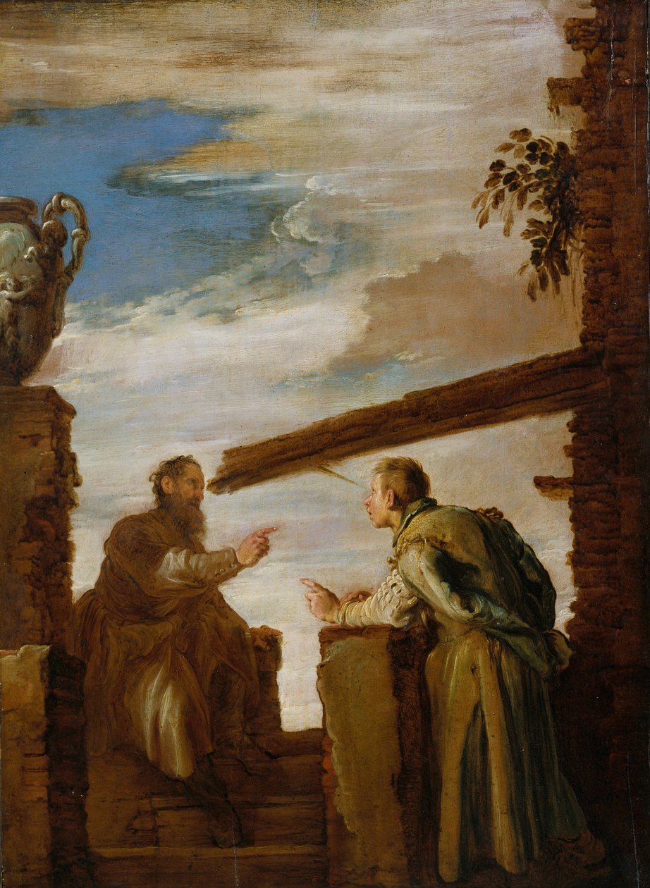 Lignelsen om splinten og bjælken, ca. 1619 af Domenico Fetti or Feti