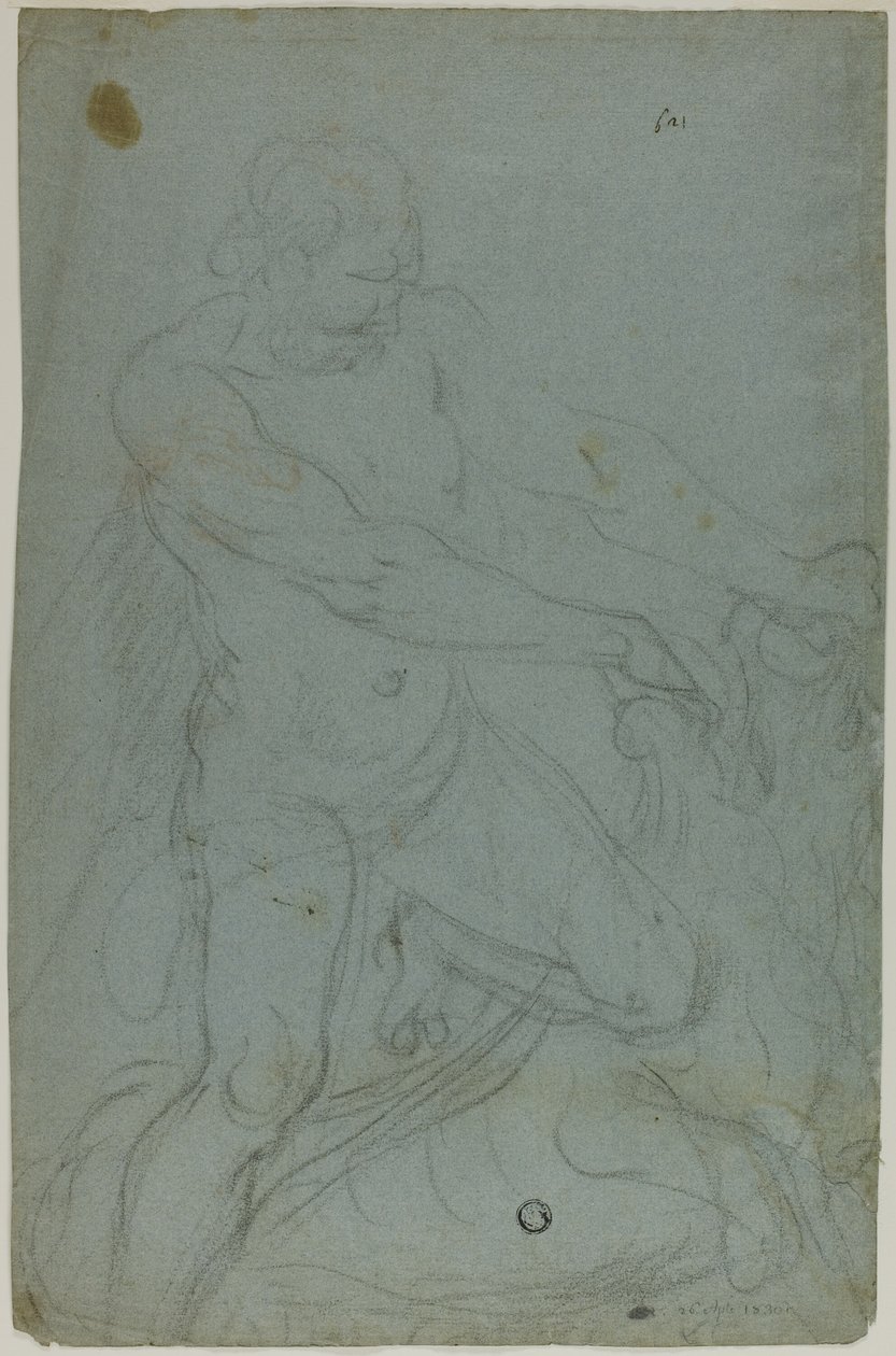 Samson og Løven (recto); Jomfru Maria med højre arm forlænget (verso) af Domenico Fiasella