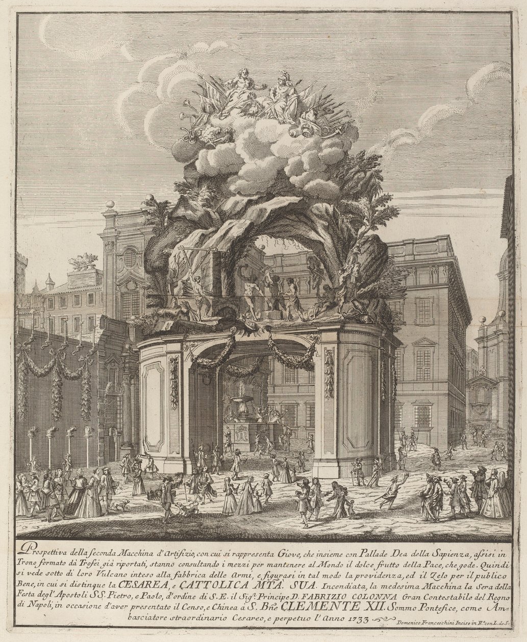 Jupiter og Minerva og Forge of Vulcan, til "Chinea"-festivalen af Domenico Franceschini probably after Nicola Michetti