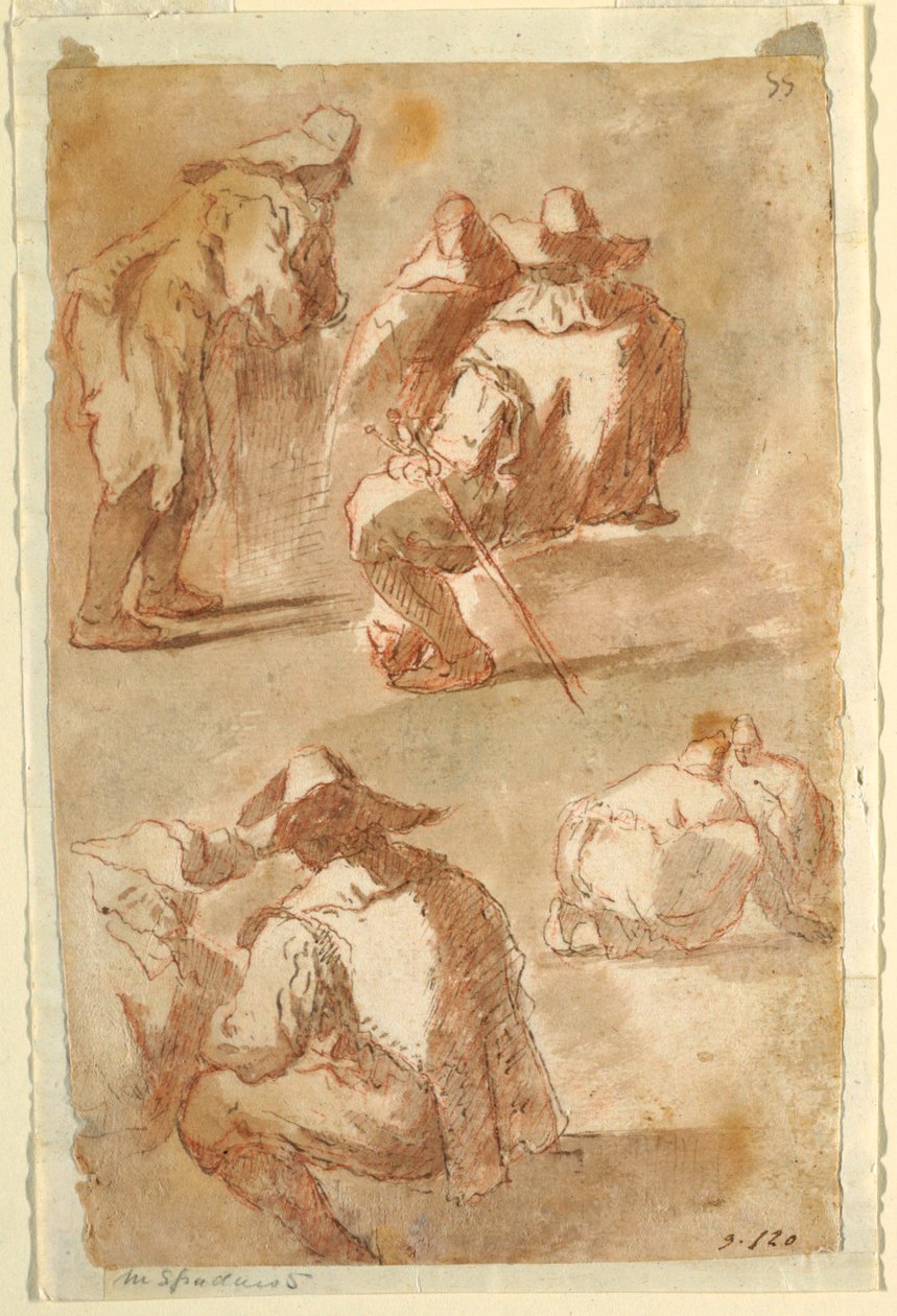 Figurstudier af Domenico Gargiulo, called Micco Spadaro
