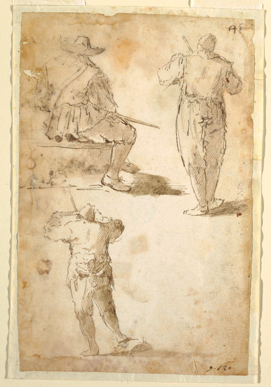 Tre Mænd af Domenico Gargiulo, called Micco Spadaro