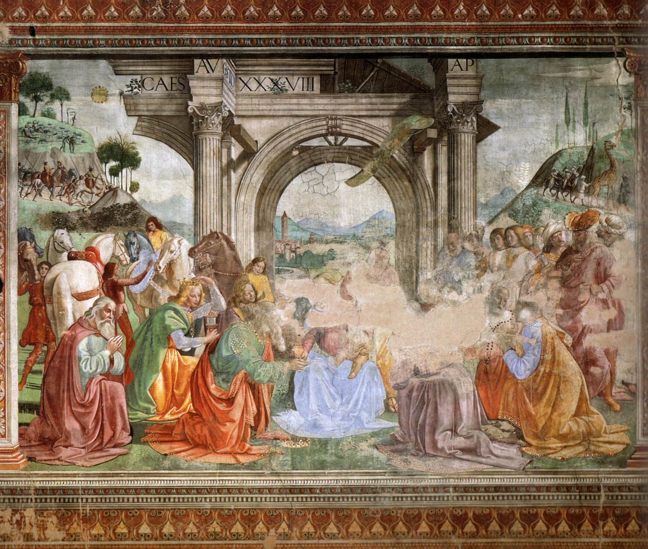 Tysk: Tilbedelse af de hellige tre konger af Domenico Ghirlandaio