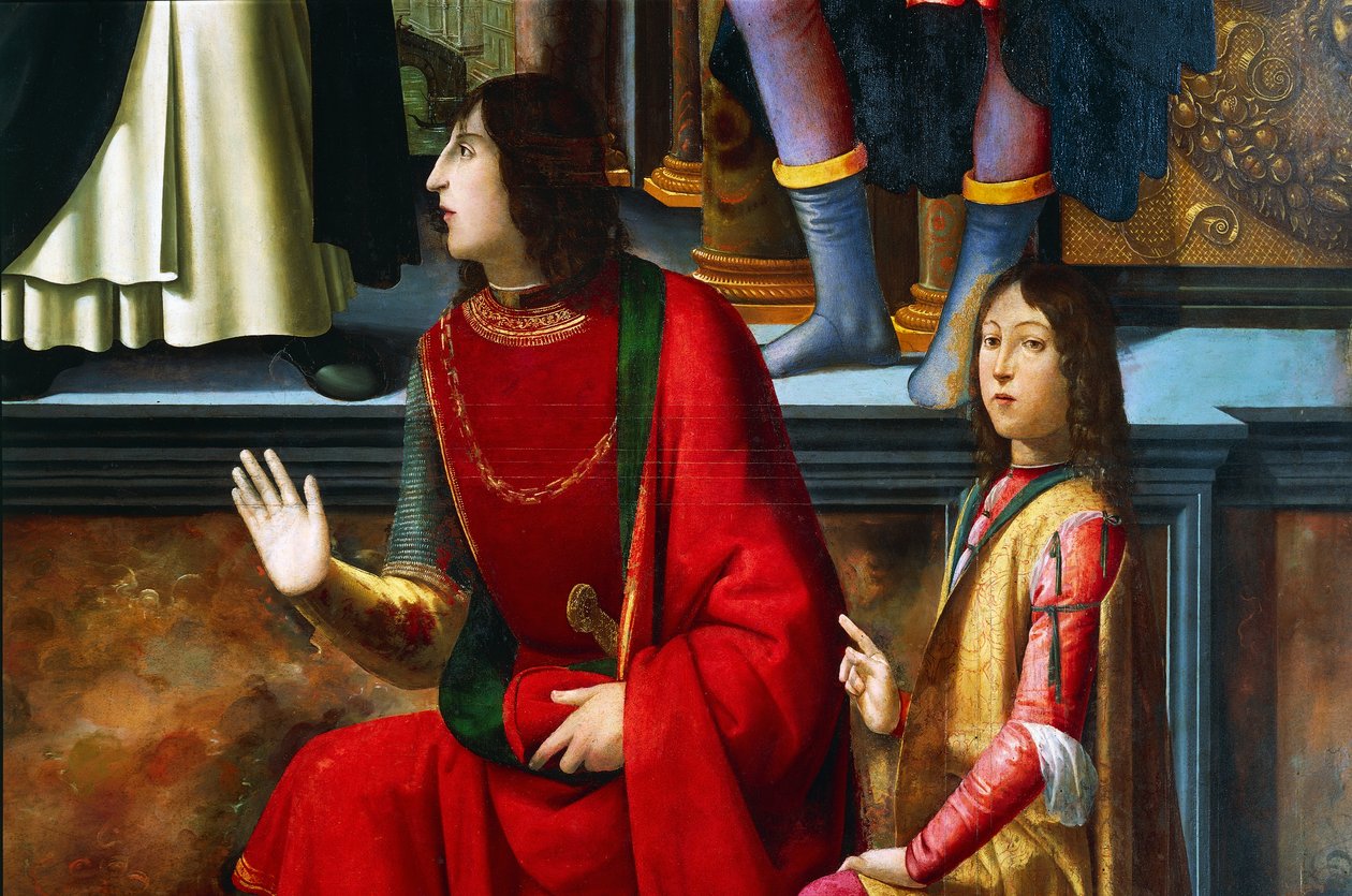 Pandolfo IV Malatesta og Carlo Malatesta, detalje fra Sain Vincent Ferrer altertavle af Domenico Ghirlandaio