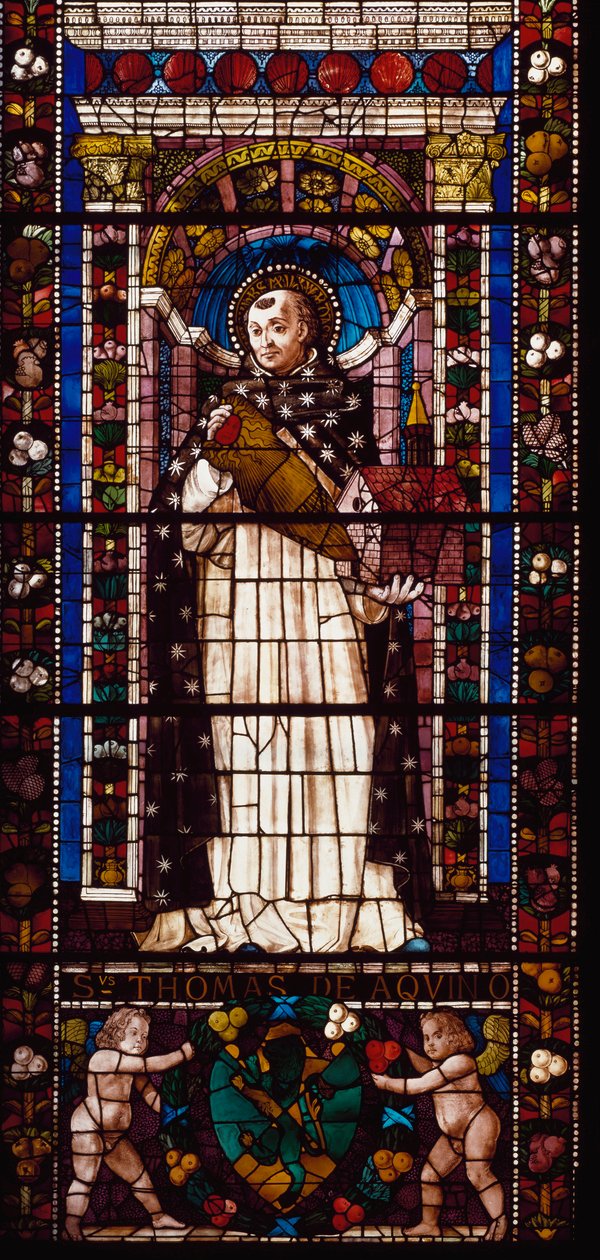 Repræsentation af Saint Thomas Aquinas (farvet glas af Domenico Ghirlandaio