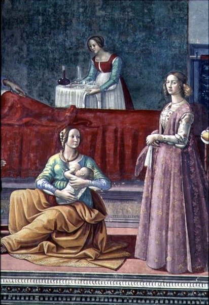 St. Elizabeth og Johannes Døberen, fra Johannes Døberens fødsel af Domenico Ghirlandaio