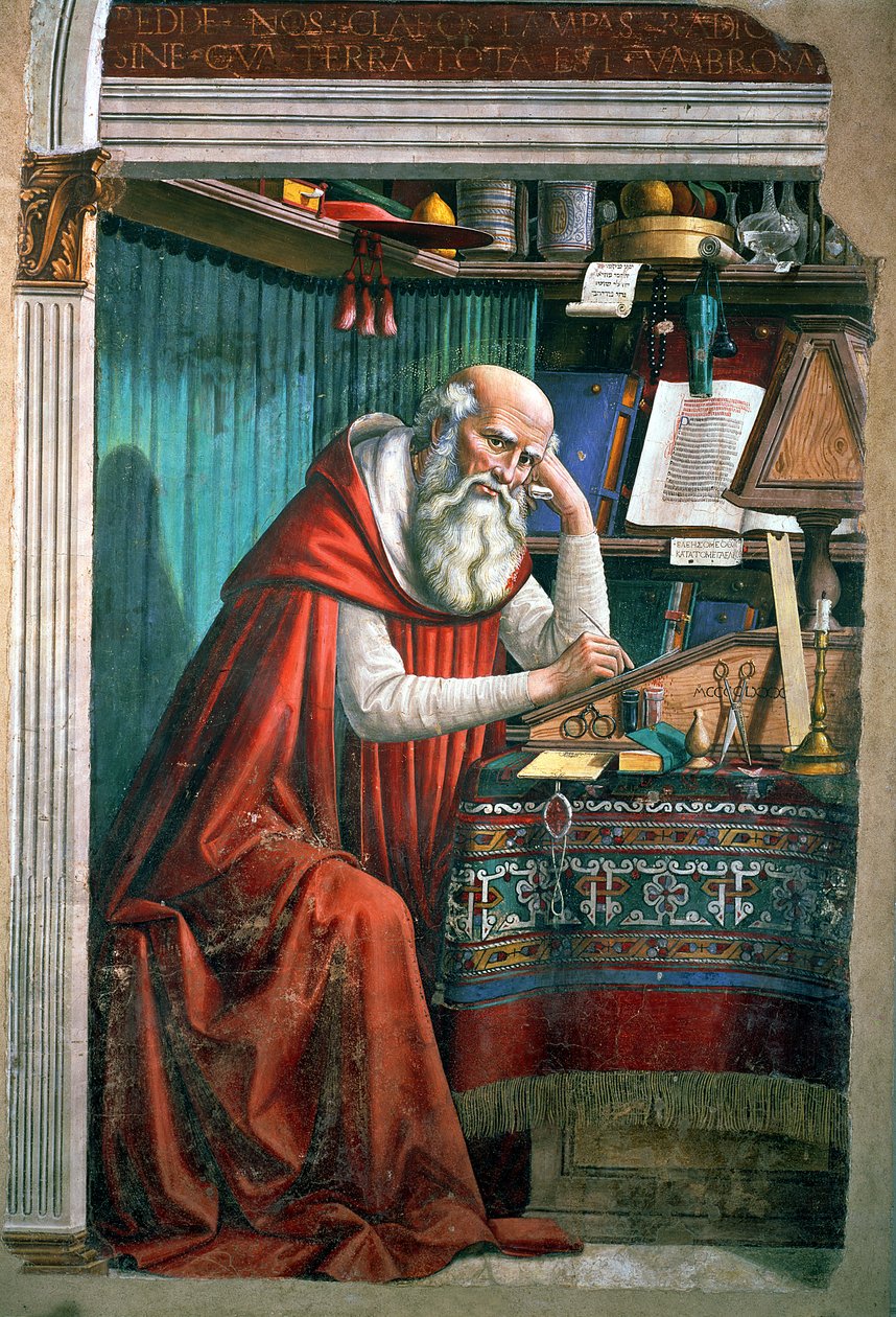 St. Jerome i hans studie, 1480 detalje af 99655 af Domenico Ghirlandaio