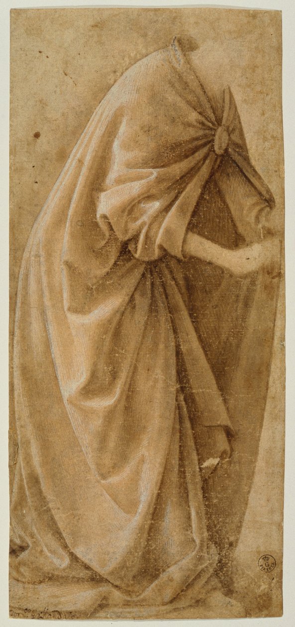 Undersøgelse af draperi (blæk forhøjet med hvidt på papir) af Domenico Ghirlandaio