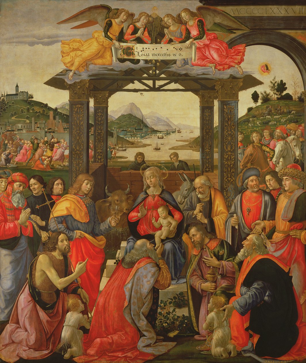 The Adoration of the Magi, 1488 (tempera på panel) (for detaljer se 120935) af Domenico Ghirlandaio