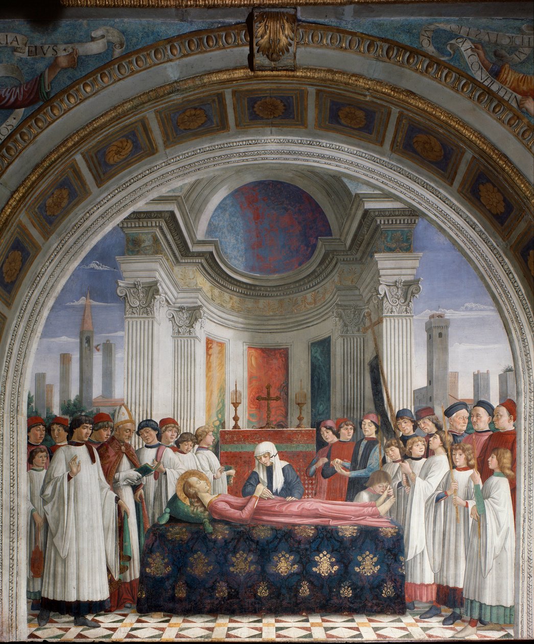 Begravelsen af Saint Fina - Fresco af Domenico Ghirlandaio