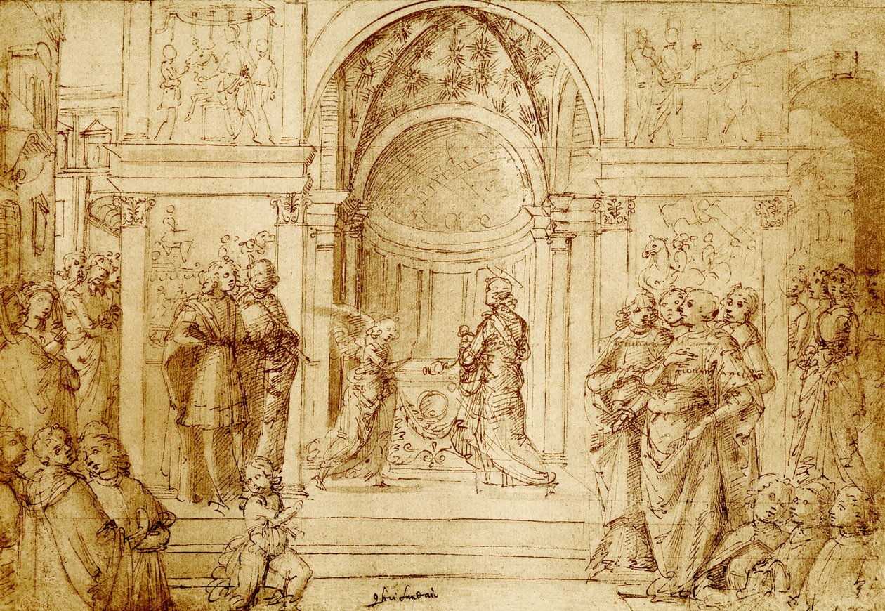 Englen viser sig Zacharias i templet af Domenico Ghirlandaio