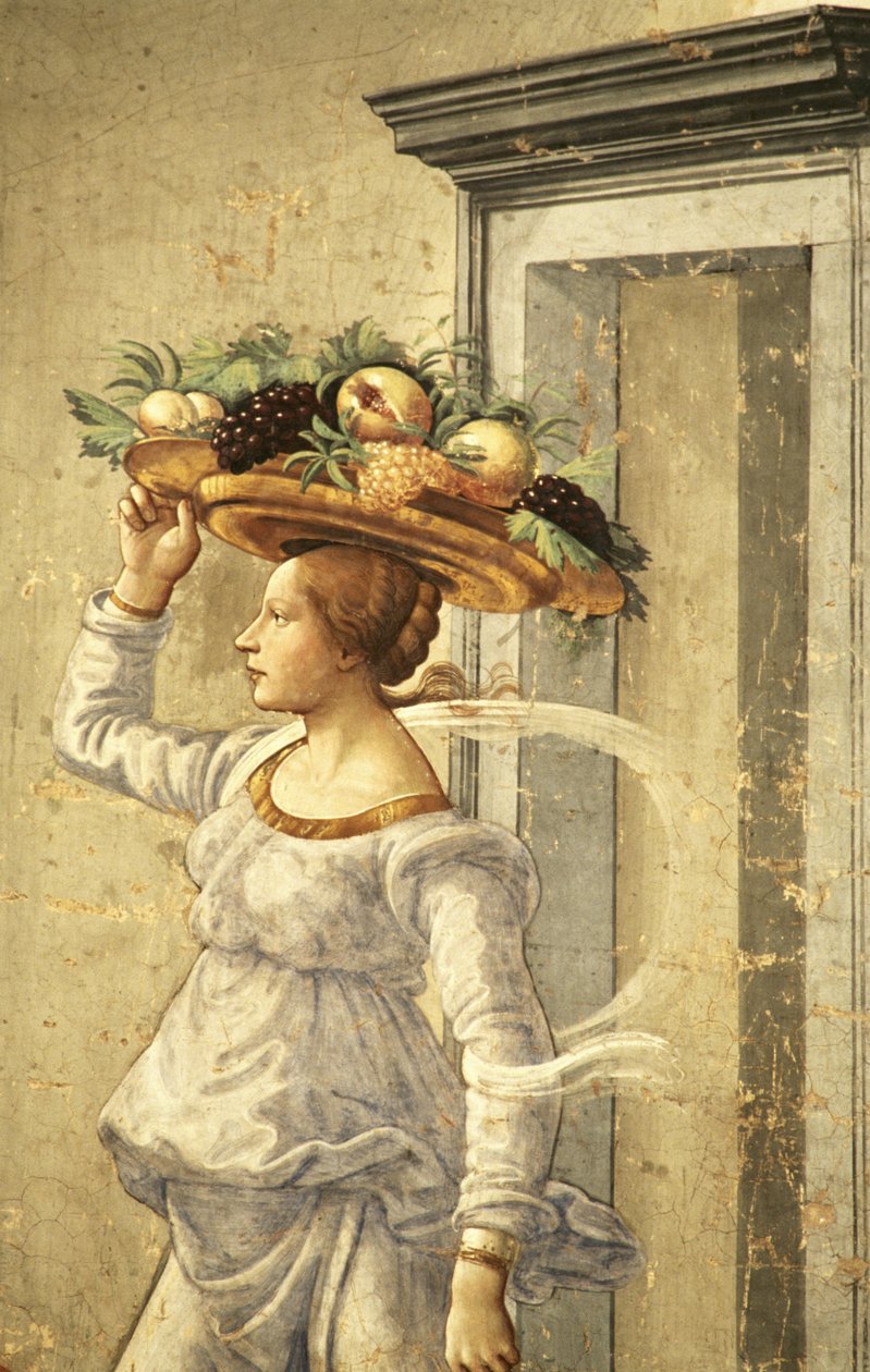 Kvinde, der bærer frugt, fra Johannes Døberens fødsel af Domenico Ghirlandaio