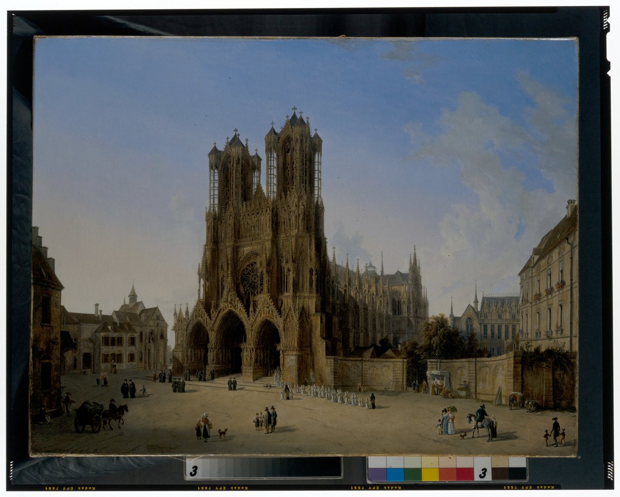 Katedralen i Notre-Dame, Rheims med en procession af kommunikanter af Domenico II Quaglio