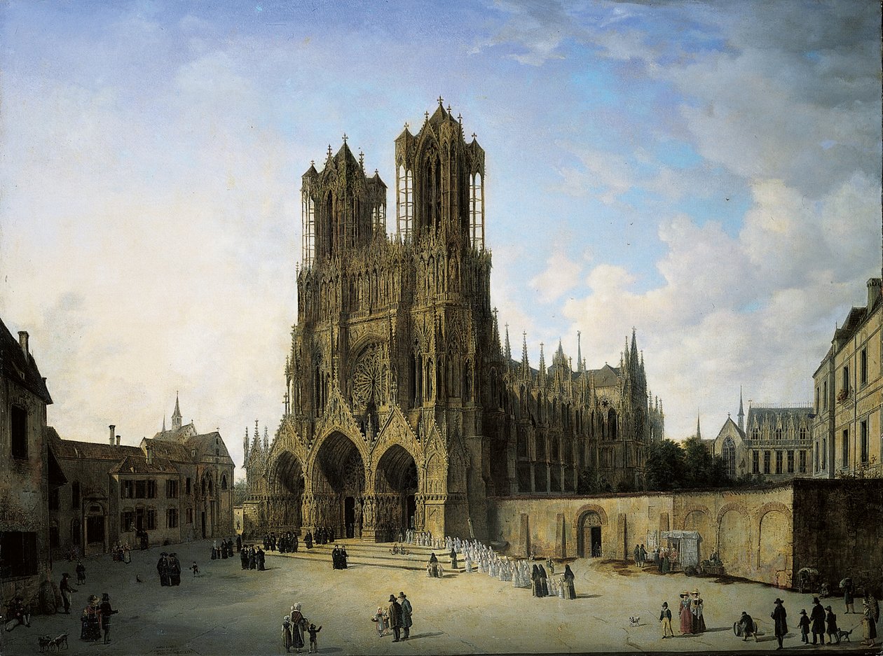Den sydvestlige fløj af katedralen i Reims, 1826 af Domenico II Quaglio
