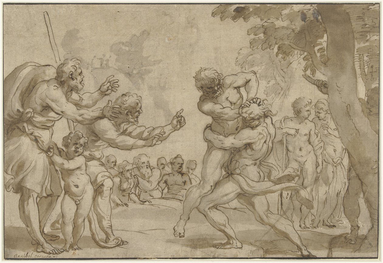 Herkules i Antaeus af Domenico I Piola
