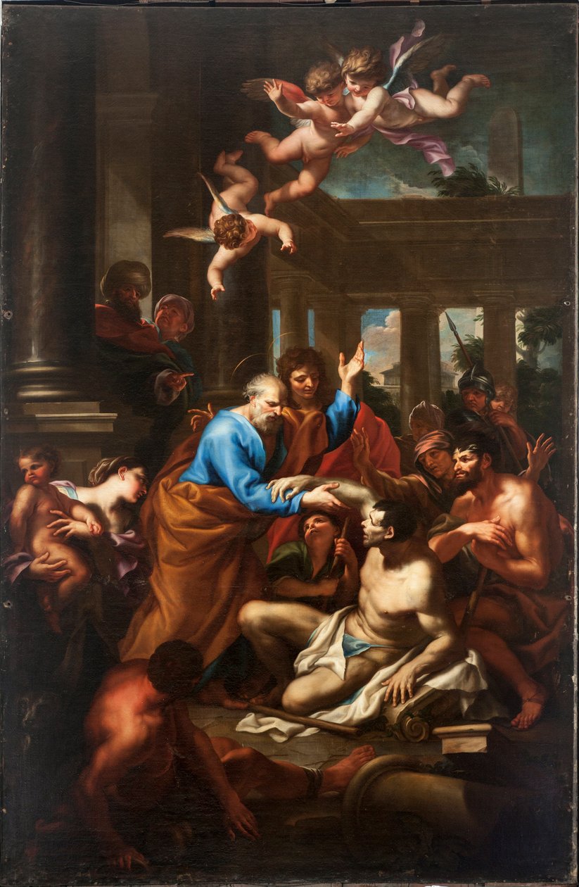 Sankt Peters mirakel (olie på lærred af Domenico I Piola