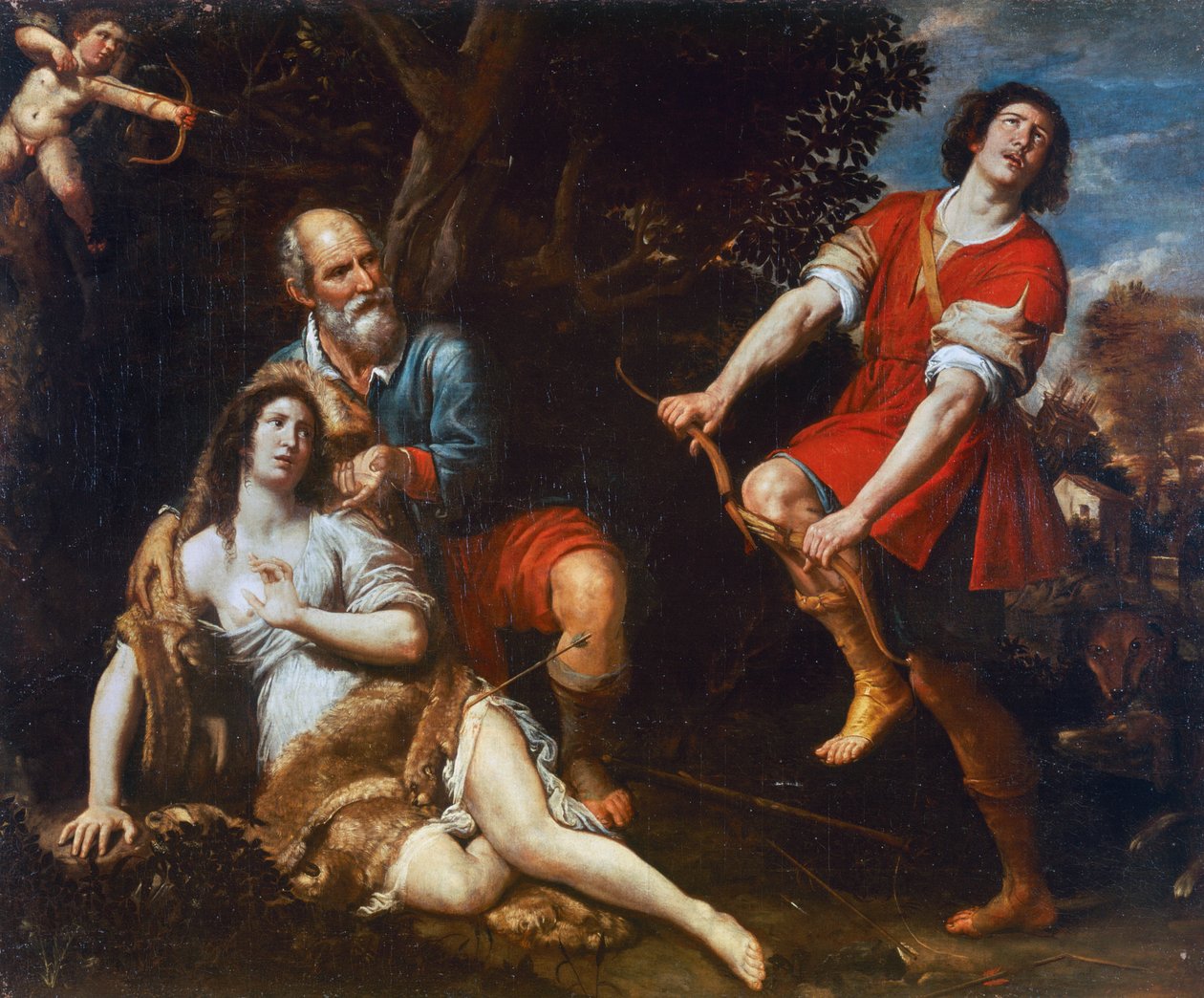 Silvio og Dorinda, af Domenico Fiasella (1589-1669), olie på lærred af Domenico Il Sarzana Fiasella