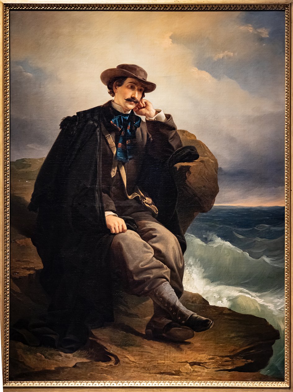 Portræt af digteren Aleardo Aleardi, ca. 1850 (oliemaleri på lærred) af Domenico Induno