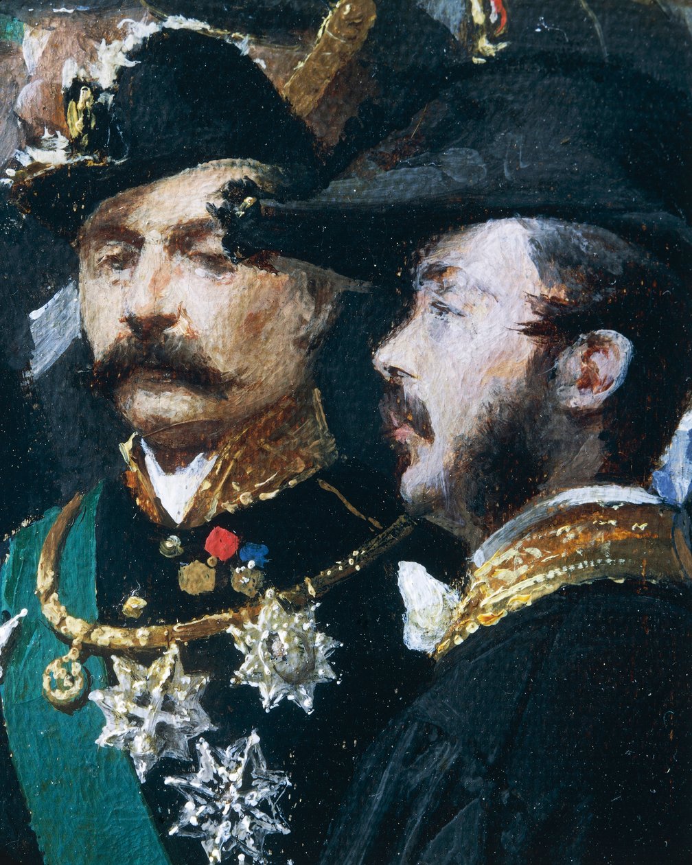 Nedlægningen af hjørnestenen til Galleria Vittorio Emanuele i Milano, af Domenico Induno, detalje, olie på lærred af Domenico Induno