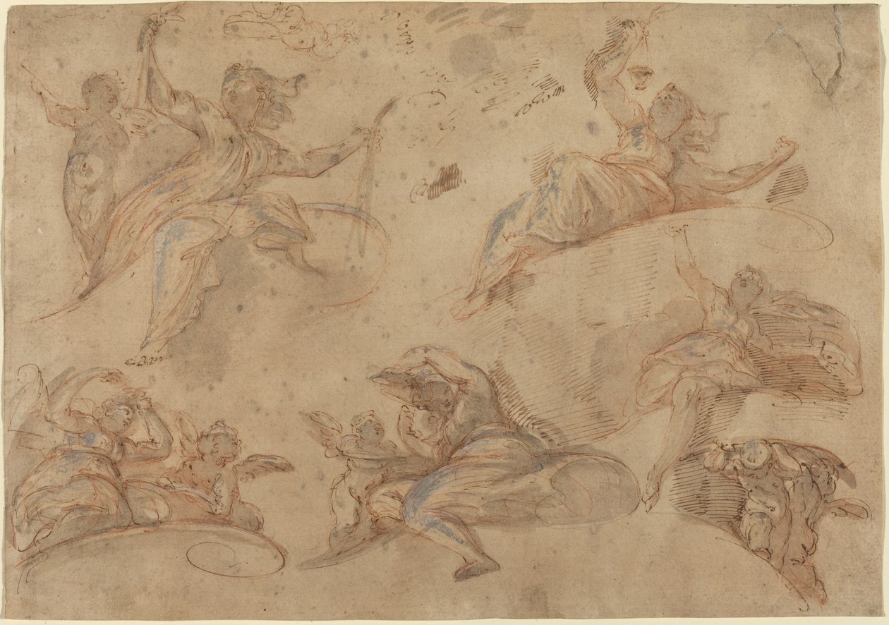 Allegoriske figurer set nedefra af Domenico Maria Canuti