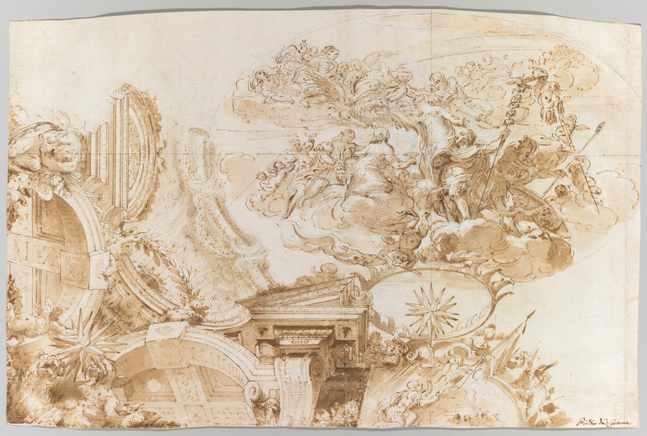 The Apotheosis of Romulus: Design for a Ceiling af Domenico Maria Canuti