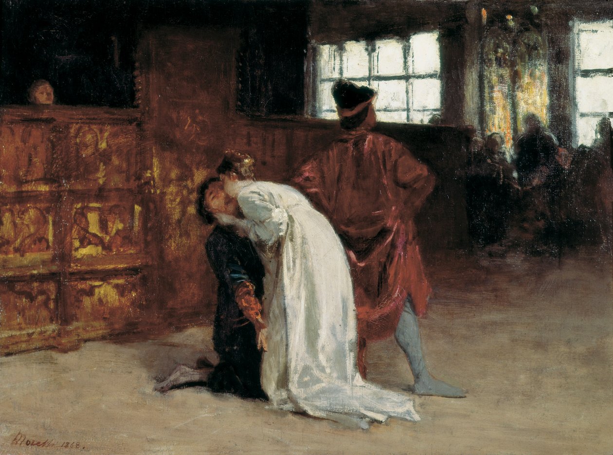 ""Kysset"" Maleri af Domenico Morelli (1826-1901) 1868 Napoli, Nationalmuseet i Capodimonte af Domenico Morelli