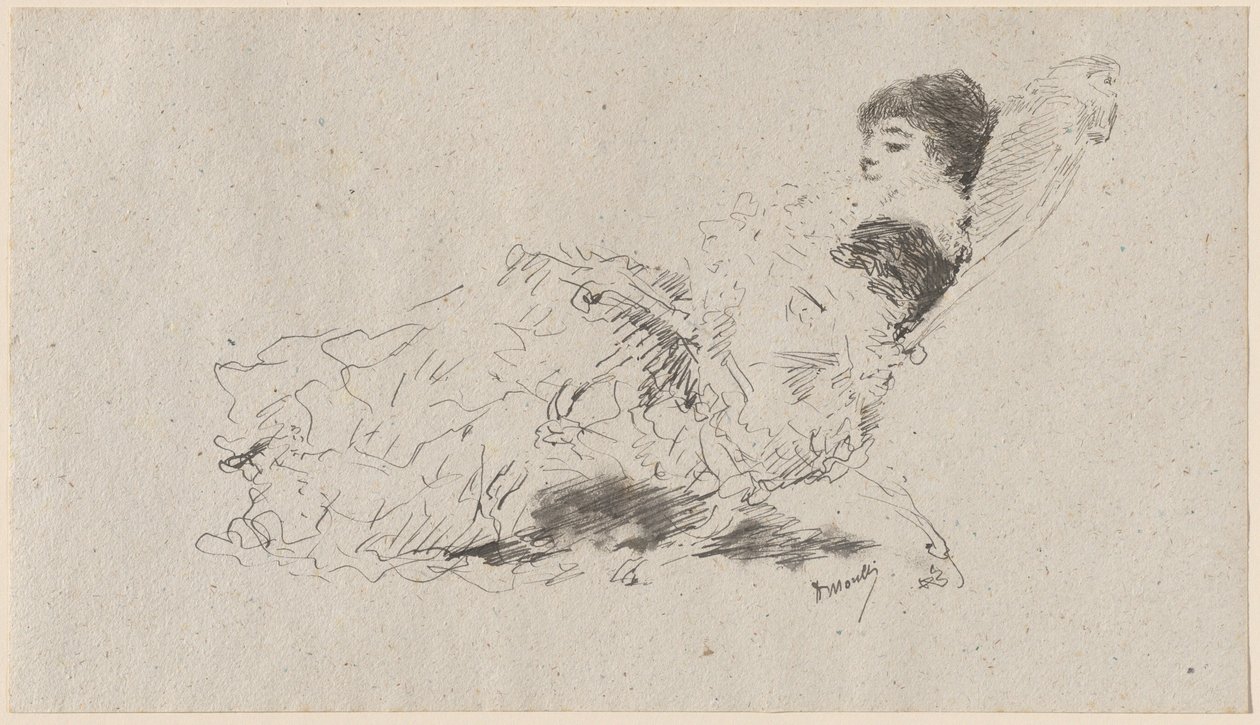 Kunstnerens datter Eleonora ligger på en chaiselongue af Domenico Morelli