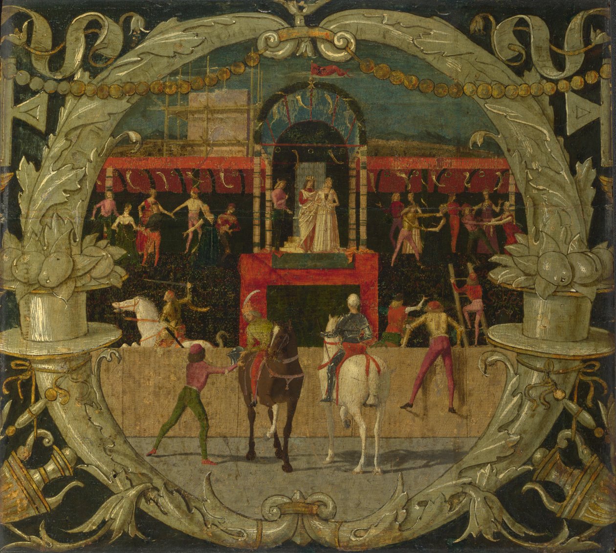 Sabinskvindernes voldtægt efter signalet, ca. 1490 af Domenico Morone