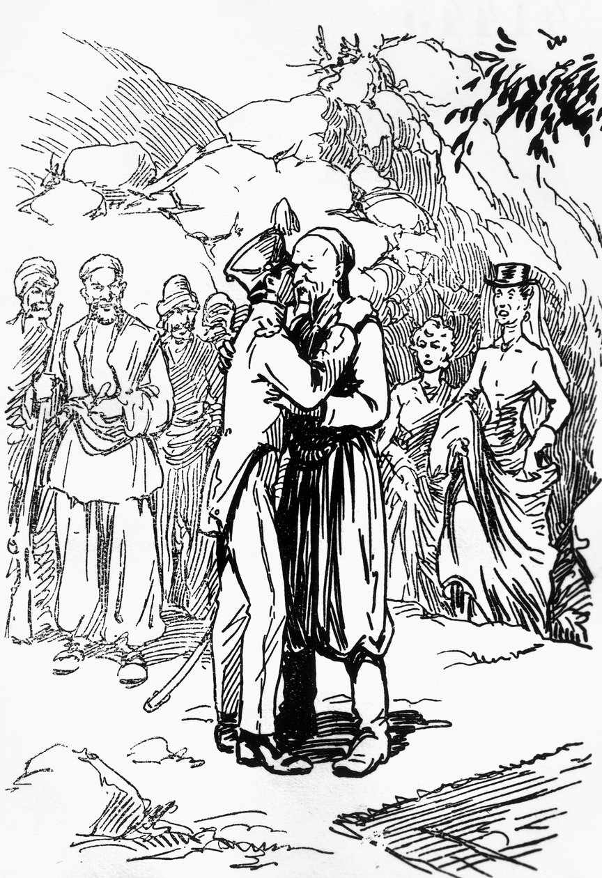 Illustration af Domenico Natoli (1885-1968) til King of Mountains, roman af Edmond About (1828-1885) af Domenico Natoli