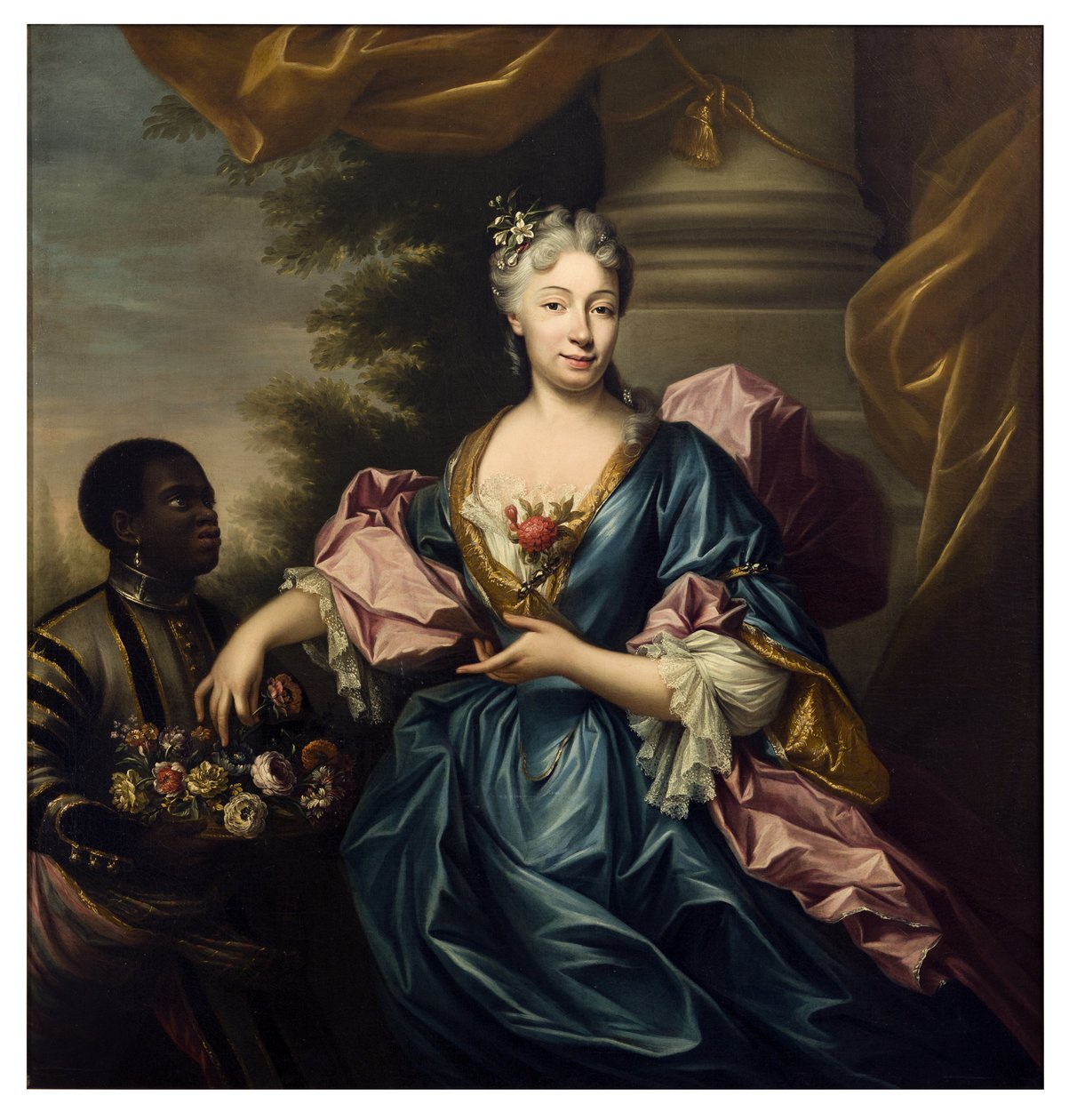 Portræt af dame med tjener (olie på lærred) af Domenico Parodi