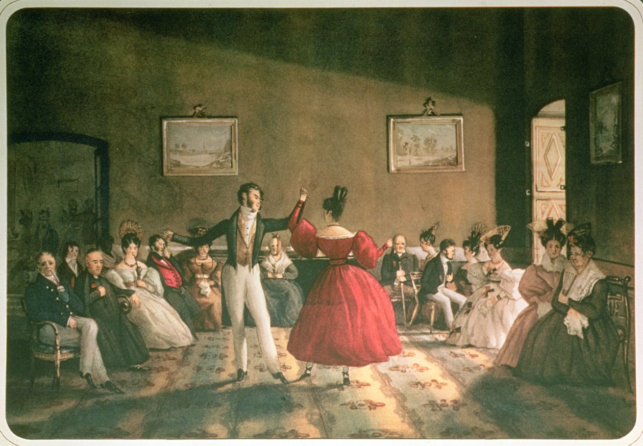 Dans i en salon i Buenos Aires, ca. 1831 (akvarel på papir) af Domenico Pellegrini