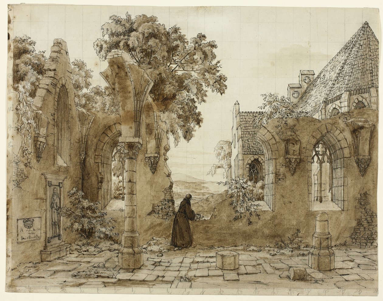 Munk i ruinerne af et kloster af Domenico Quaglio