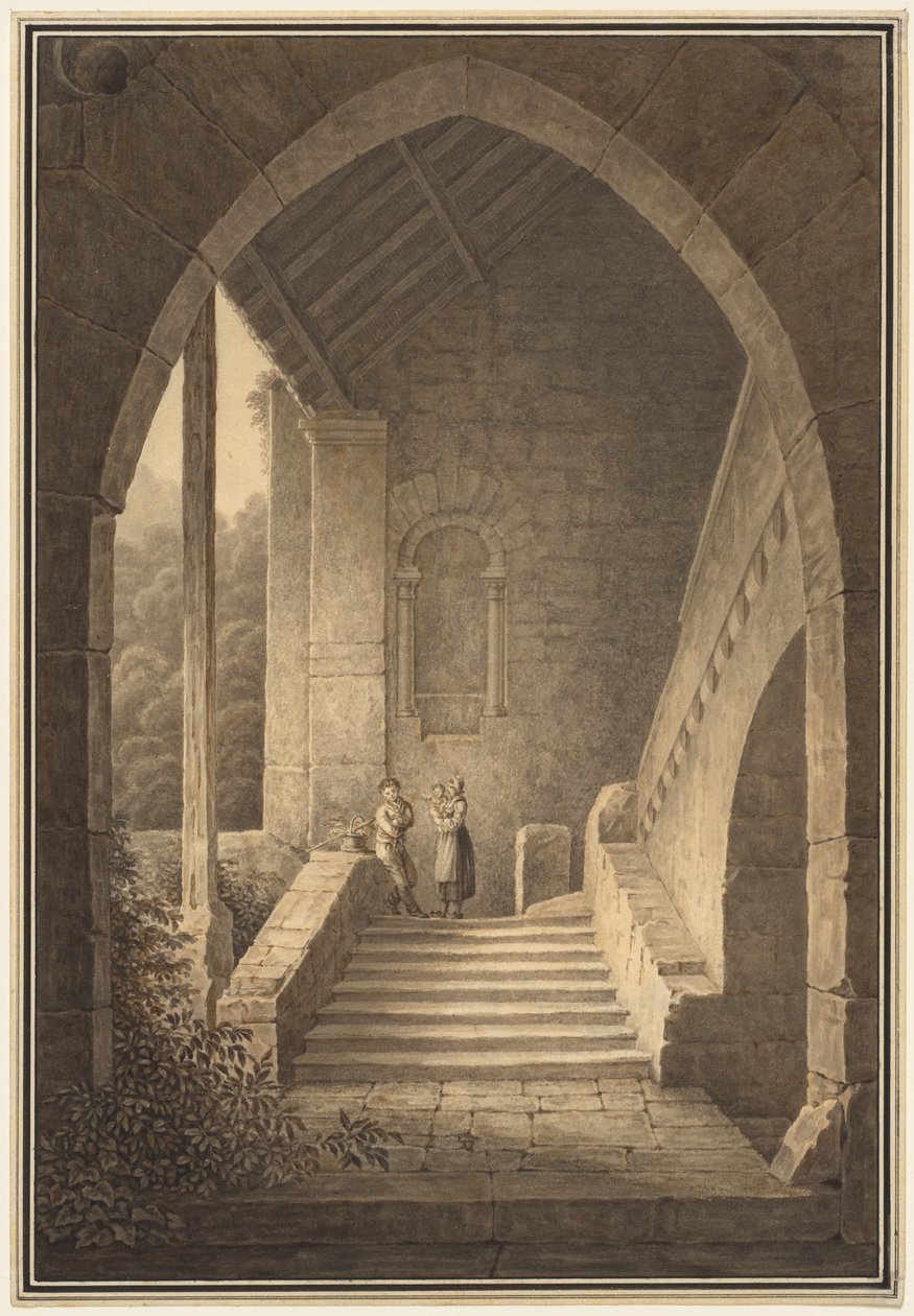 Ydertrappe af en gotisk ruin Trappe af en gotisk ruin, 1830. af Domenico Quaglio