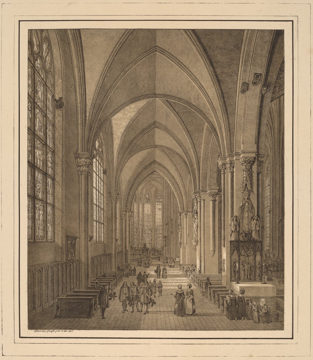 Udsigt over det indre af St Sebald-kirken i Nürnberg af Domenico Quaglio