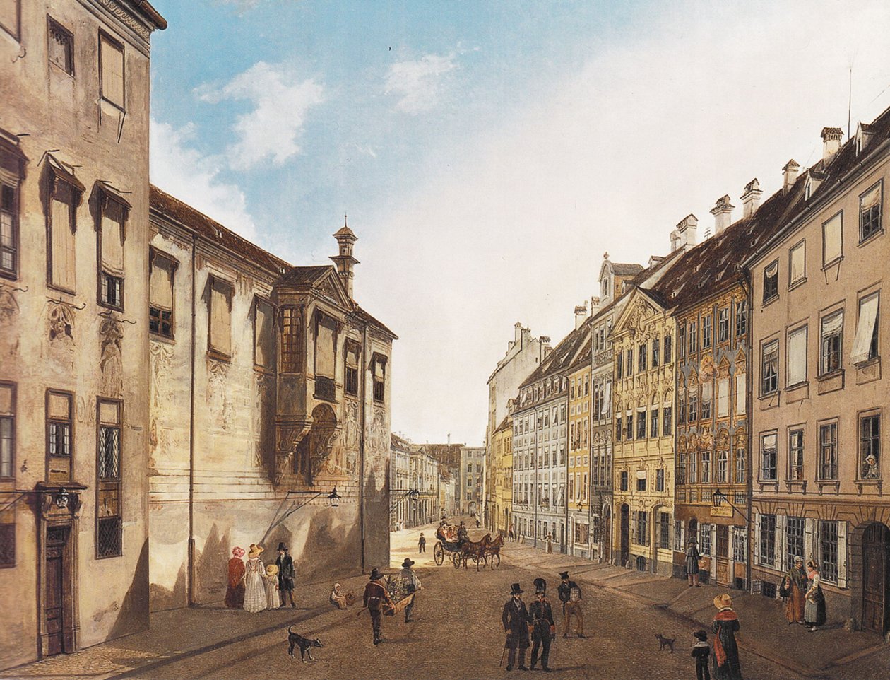 Residenzstrasse mod Max-Joseph-Platz i 1826 af Domenico Quaglio the Younger
