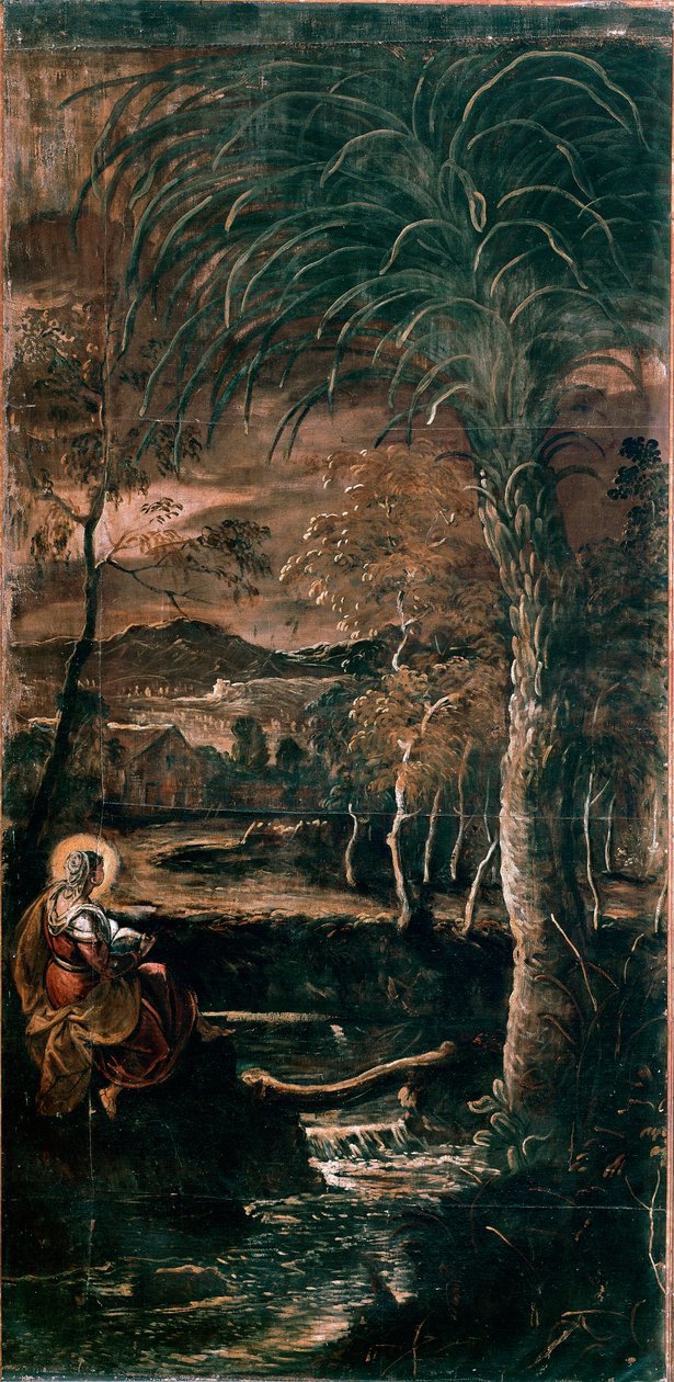 Sankt Maria den egyptiske maleri af Tintoretto eller Tintoret (Jacopo Robusti) (1518-1594) 1583-1587 Scuola di san Rocco, Venedig af Domenico Robusti Tintoretto