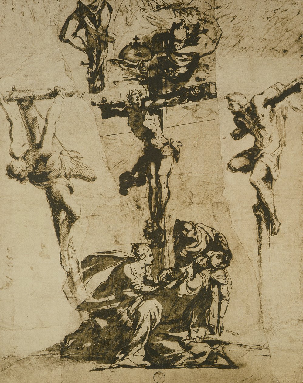 Studie af korsfæstelsen og den svimende jomfru af Domenico Robusti Tintoretto