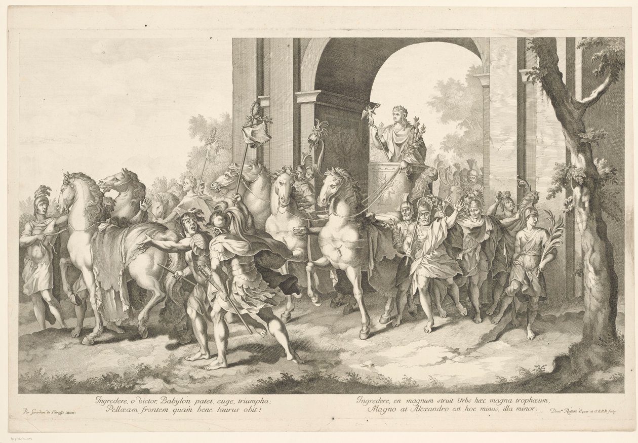 Militæroptog med Alexander den Store på triumfvogn Alexander den Stores triumf i Babylon (serietitel) af Domenico Rossetti