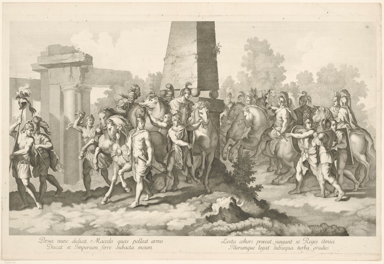 Soldater ved obelisk Alexander den Stores triumf i Babylon (serietitel) af Domenico Rossetti