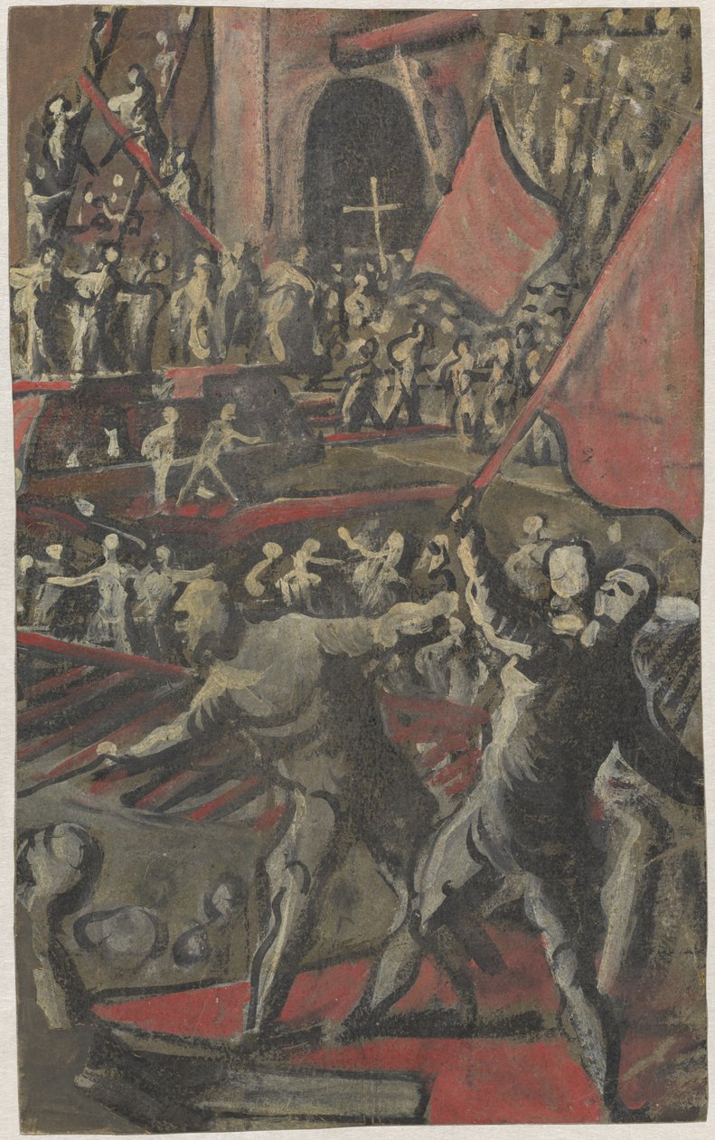 Venetianske soldater angriber Konstantinopel (recto) af Domenico Tintoretto