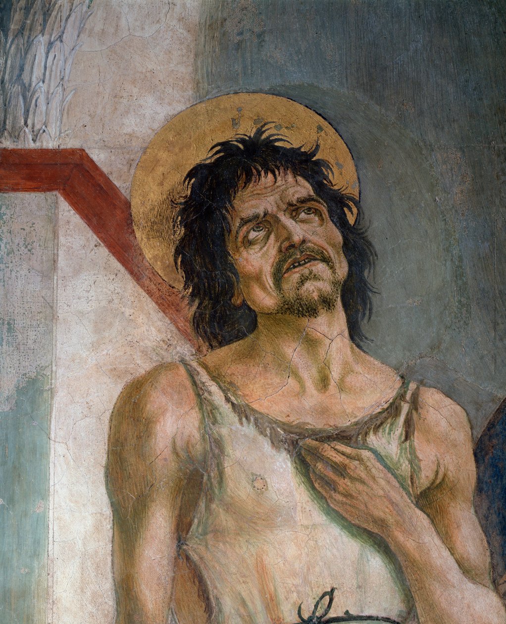 Johannes Døberen og Frans af Assisi: Detalje af Johannes Døberen - Fresco af Domenico Veneziano