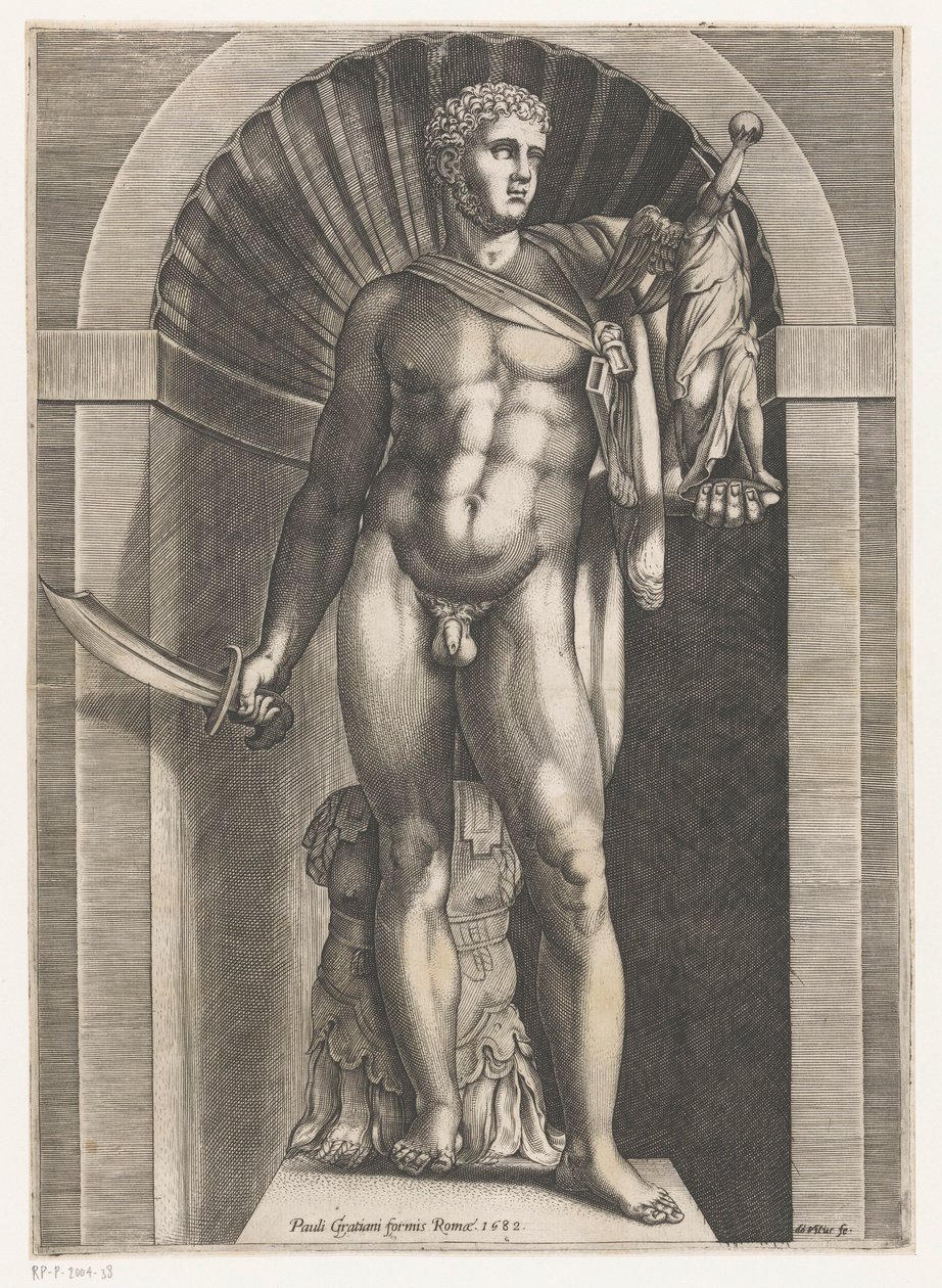 Skulptur af en kriger Speculum Romanae Magnificentiae (serietitel) af Domenico Vito