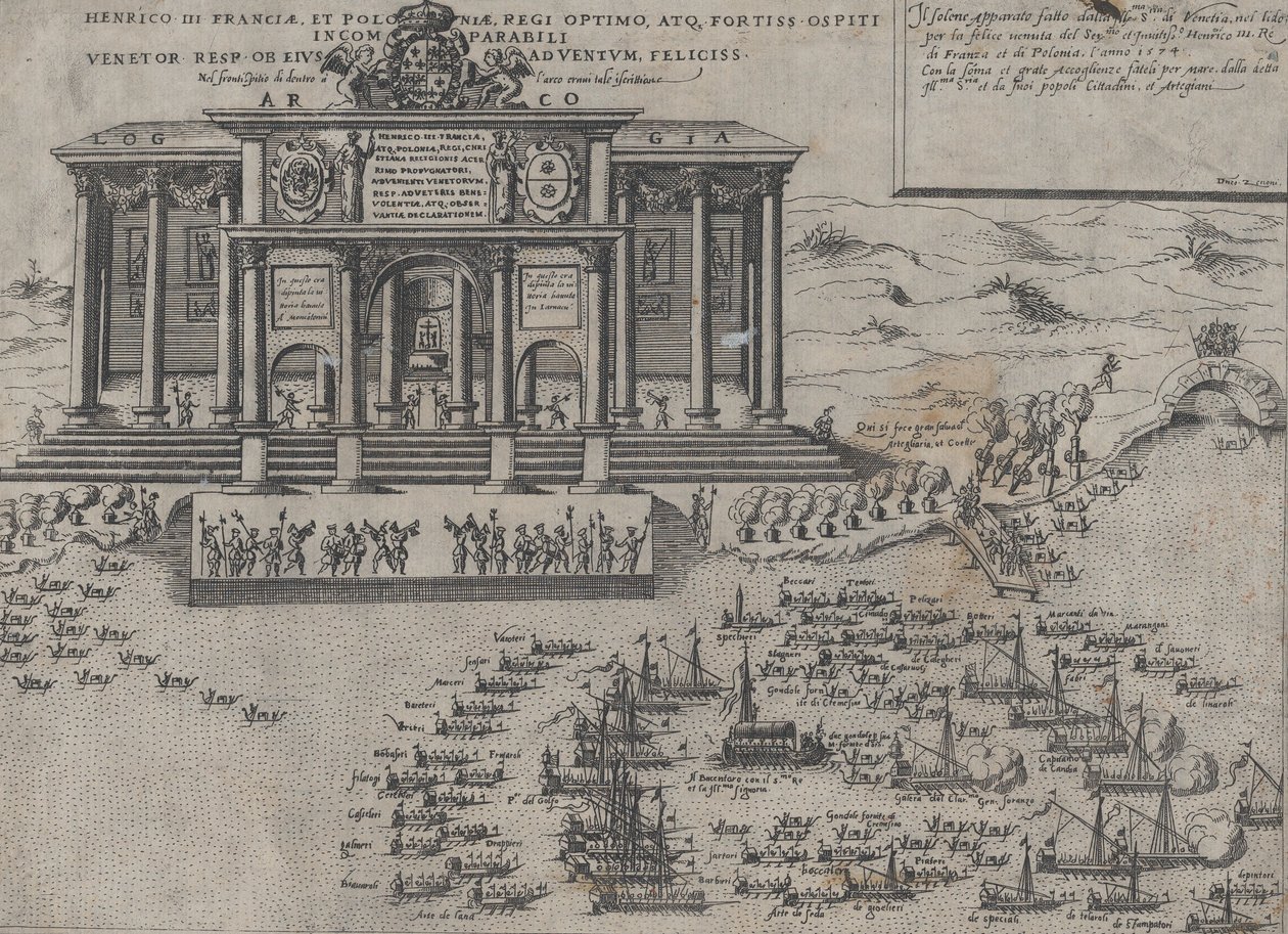 Henri III, konge af Frankrig og Polen, indtog i Venedig, 1574. af Domenico Zenoi