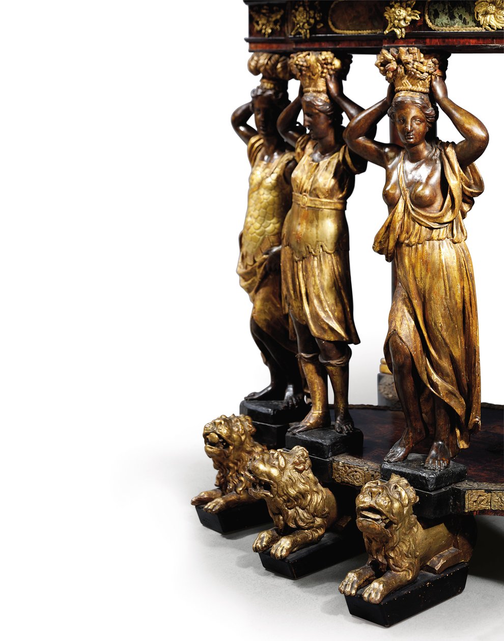 Louis XIV skab-på-stand (forgyldt bronze, pietra dura, skildpadde, ask, eboniseret og pakkeforgyldt) (se også 1766355-7) af Domenico and Gobelins workshop (attr. to) Cucci