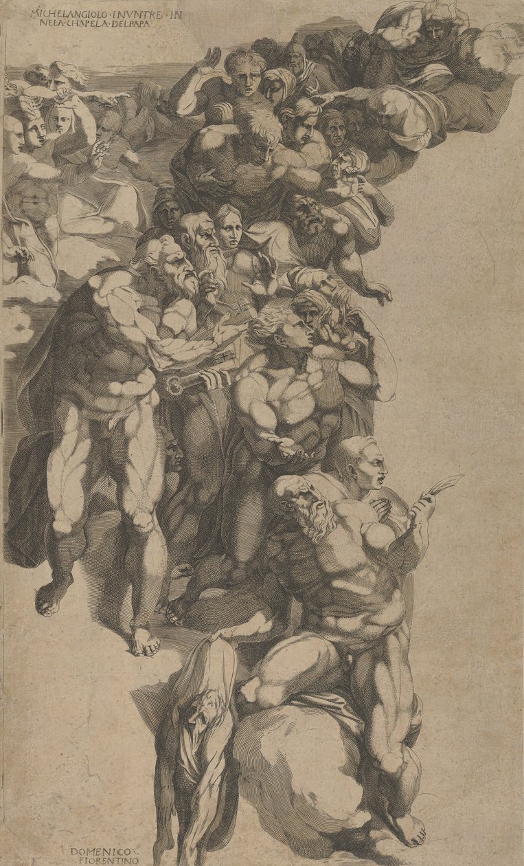 Gruppe fra sidste dom, St. Bartholomew, St. Peter og andre apostle, 1500-tallet. af Domenico del Barbiere